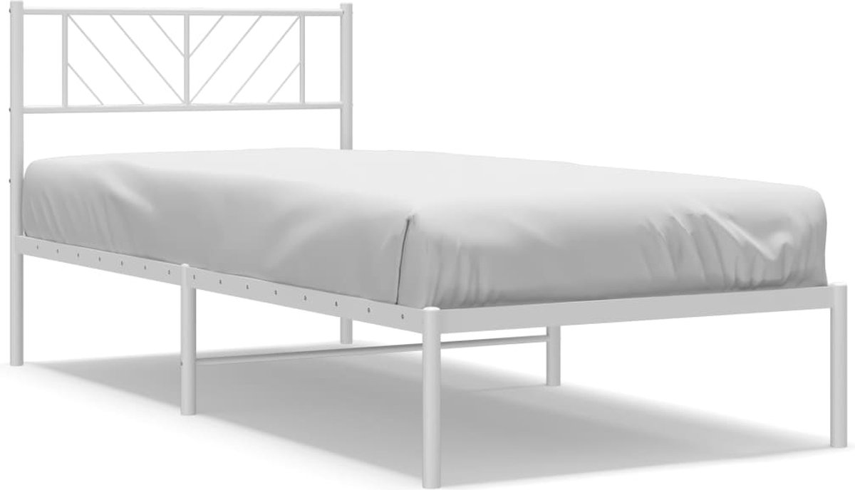 Vidaxl Metall-Bettgestell mit Kopfteil, Weiß, 80x200 cm