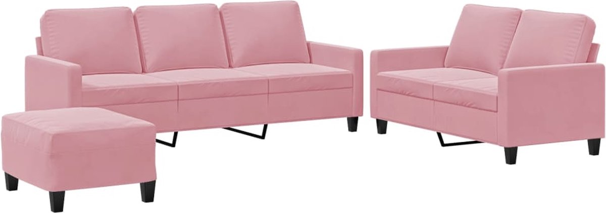 Vidaxl 3-teiliges Lounge-Set, mit Samt bezogen, Rosa