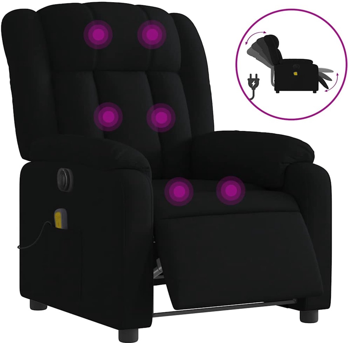 Vidaxl Klappbarer Massagesessel, Elektrisch, Schwarz, Stoff