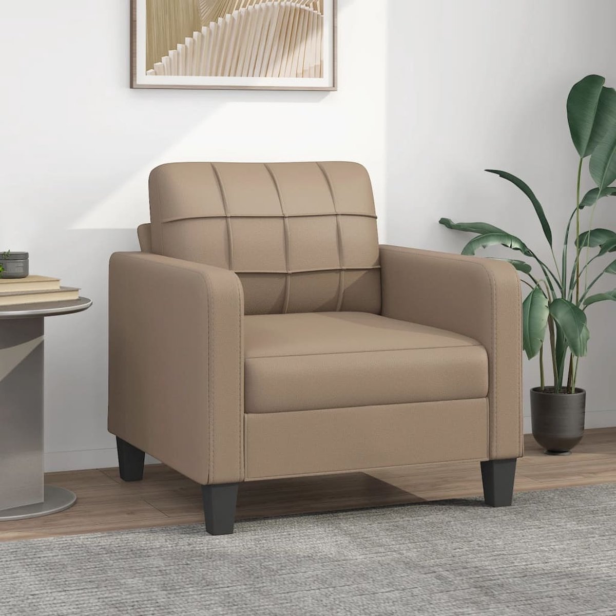 Vidaxl Sessel, Farbe Cappuccino, 60 cm, mit Kunstleder bezogen