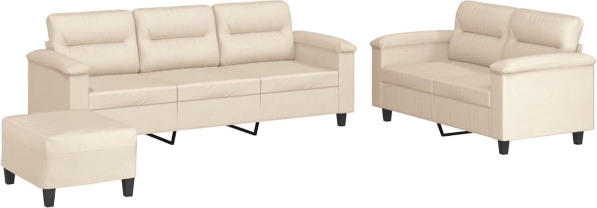 Vidaxl 3-Cz. Entspannungsgarnitur Mit Kissen, Beige, Mikrofaser