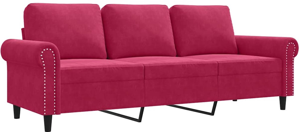 Vidaxl 3-Sitzer-Sofa, Weinrot, 180 cm, Mit Samt bezogen