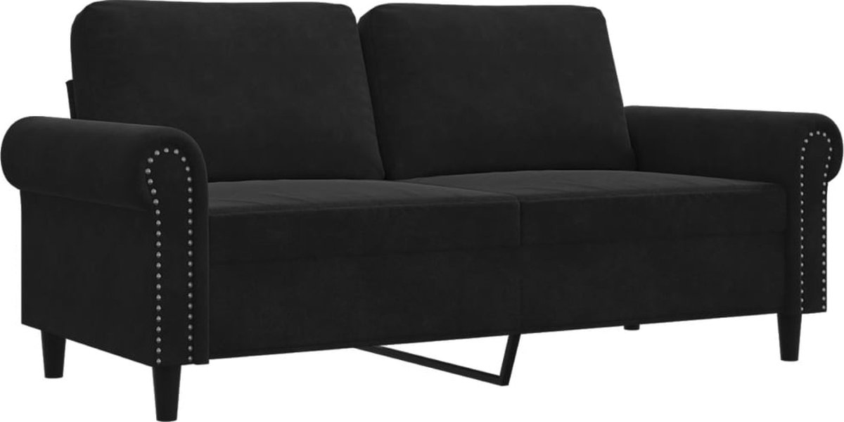 Vidaxl Sofa 2-Sitzer, Schwarz, 140 cm, Mit Samt bezogen