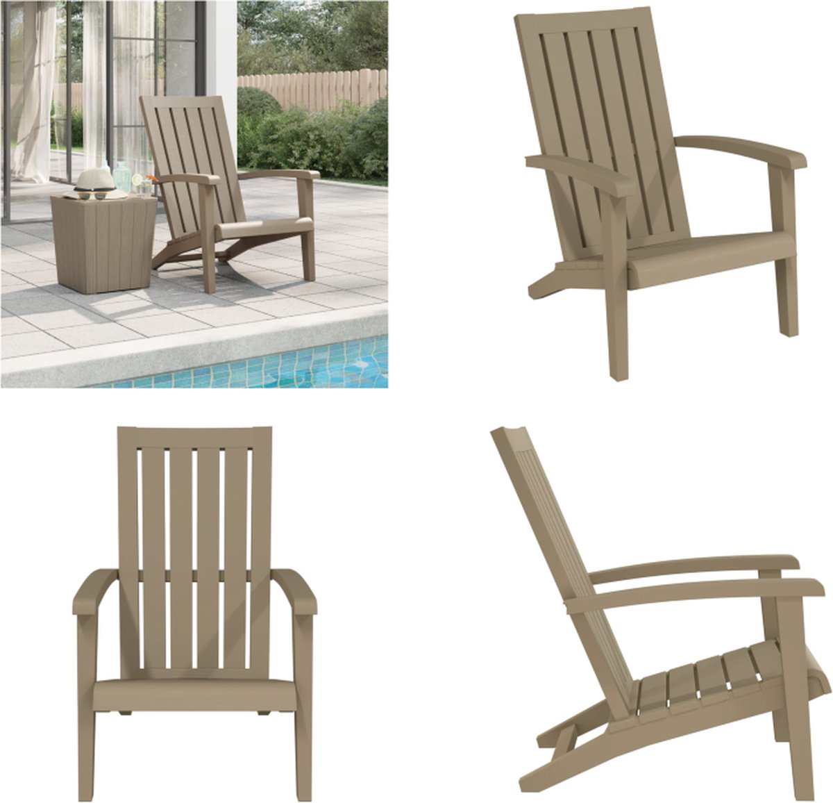 Vidaxl Adirondack-Gartenstuhl, Hellbraun, Polypropylen