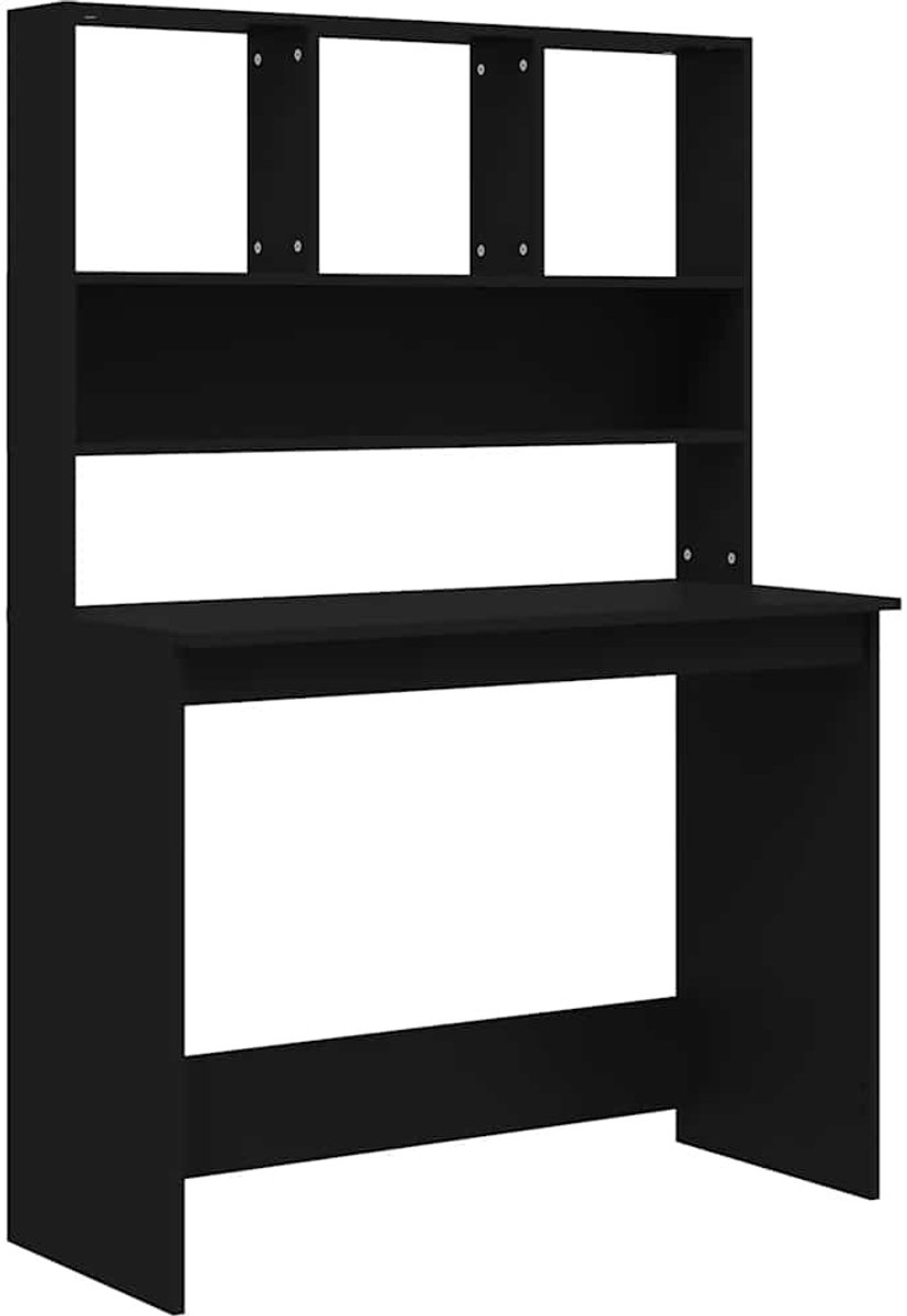 Vidaxl Schreibtisch mit Regalen, Schwarz 102X45X148 Cm, Holzwerkstoff