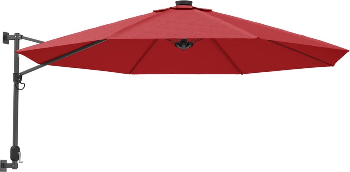 Vidaxl Wand-Sonnenschirm für den Garten mit LED, Rot, 290 cm
