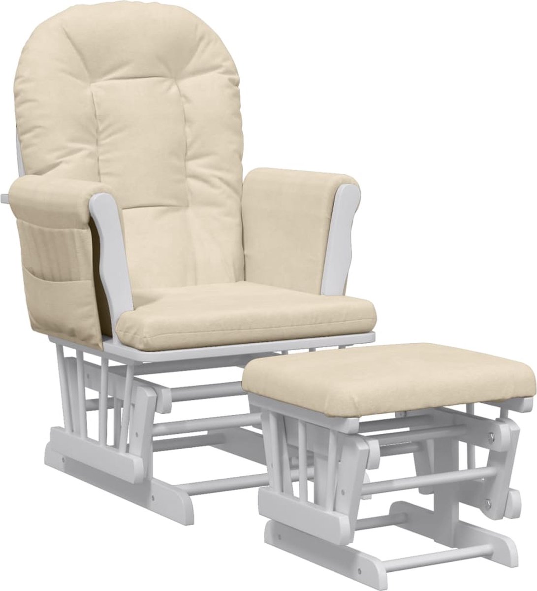 Vidaxl Schwimmender Sessel mit Fußhocker, Cremefarben, Stoffbezogen