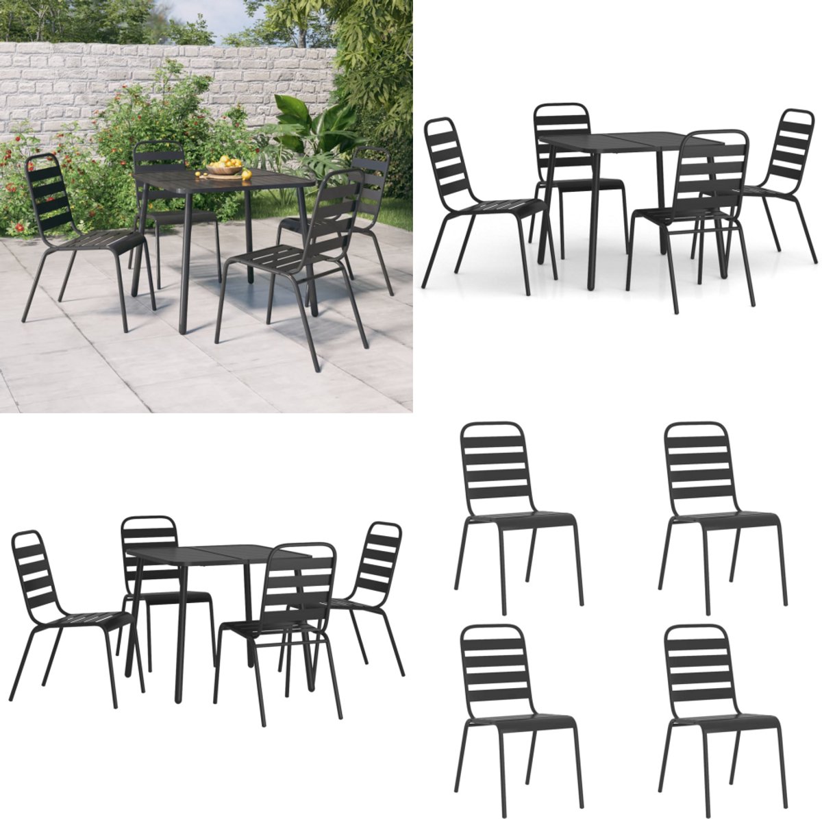 Vidaxl 5-teiliges Gartenmöbel-Set, Anthrazit, Stahl