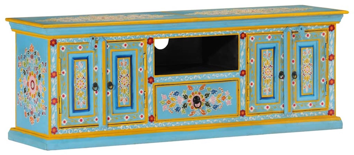 Vidaxl TV-Schrank, Blau, 110x30x40 cm, Massives Mangoholz