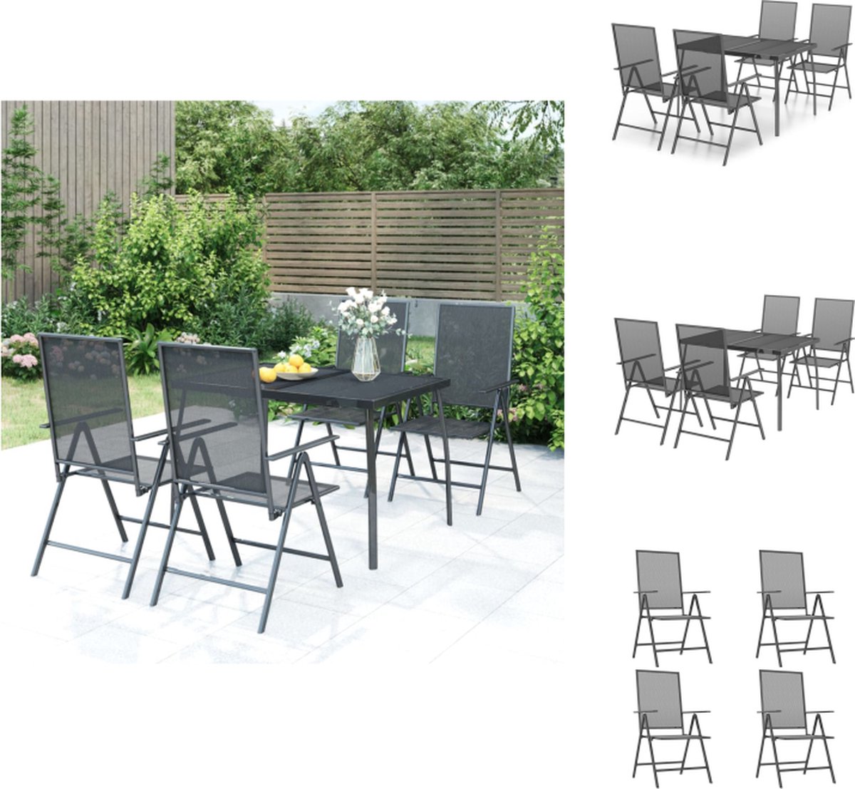 Vidaxl 5-teiliges Gartenmöbel-Set, Anthrazit, Stahl
