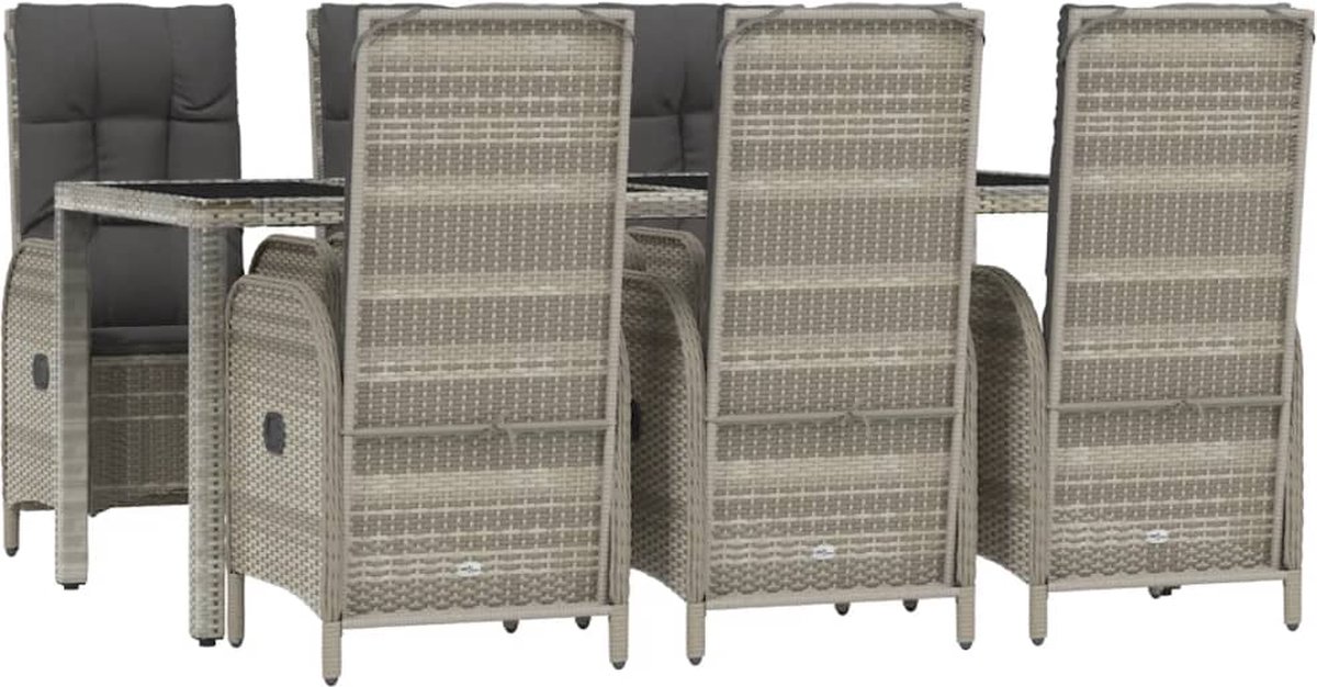 Vidaxl 7-Cz. Gartenmöbel-Set mit Kissen, Grauer PE-Rattan