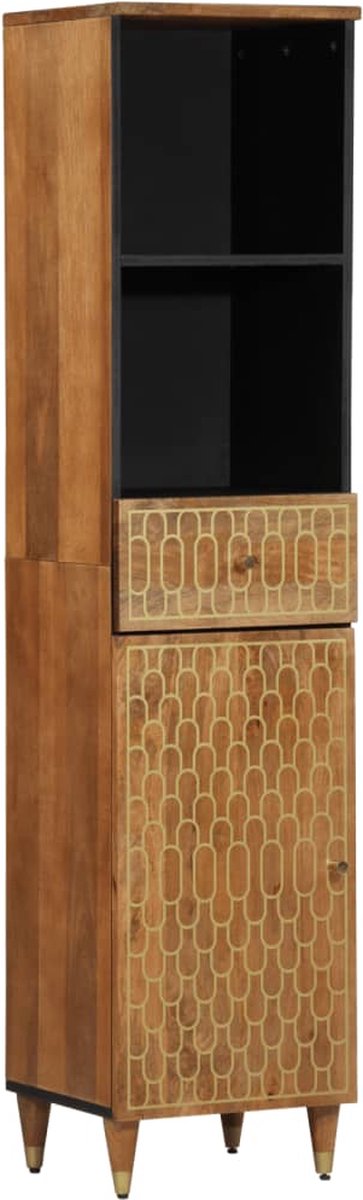 Vidaxl Badezimmerschrank, 38x33x160 cm, Massives Mangoholz