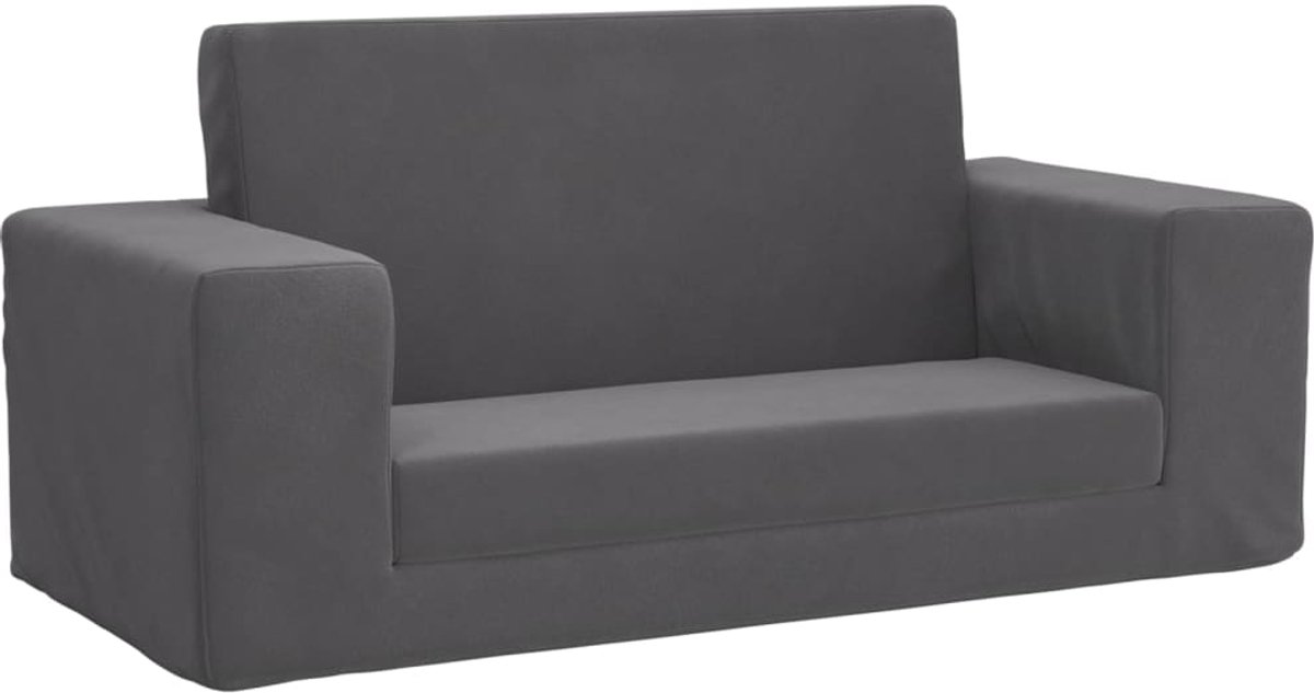 Vidaxl 2-Os. Sofa für Kinder, Ausziehbar, Anthrazit, Weicher Plüsch