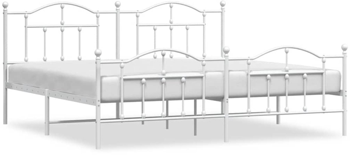 Vidaxl Metall-Bettgestell mit Kopfteil und Fußteil, Weiß, 193X203 Cm