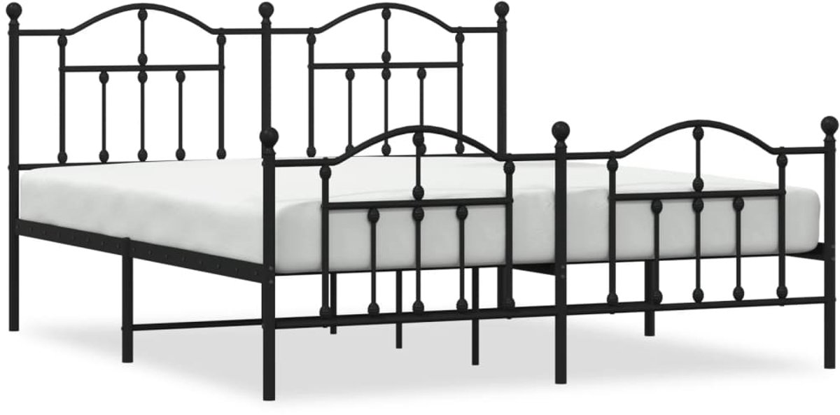 Vidaxl Metallbett mit Fußteil, Ohne Matratze, Schwarz, 180X200 Cm