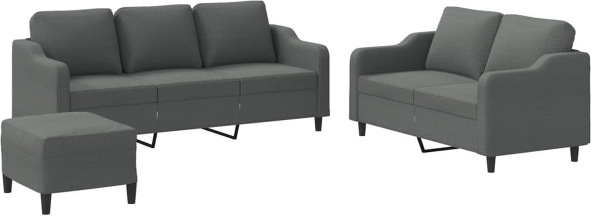 Vidaxl 3-teiliges Lounge-Set, Stoffbezug, Dunkelgrau