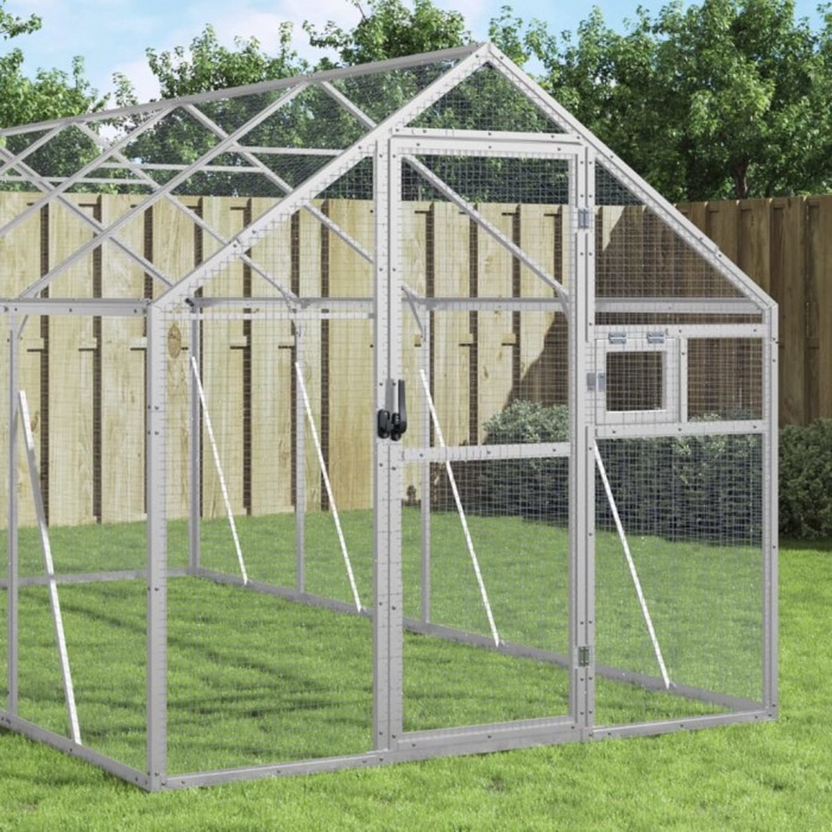 Vidaxl Voliere, Silber, 1,79X6X1,85 M, Aluminium