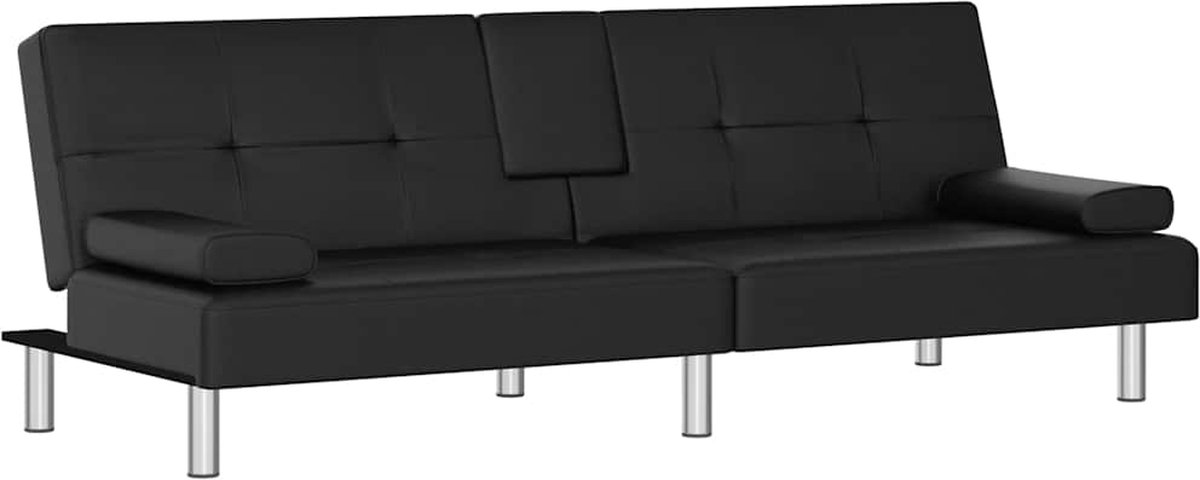 Vidaxl Sofa mit Getränkehaltern, Schwarz, Mit Kunstleder bezogen