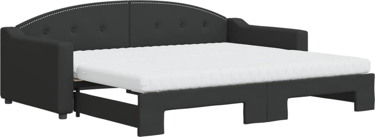 Vidaxl Schlafsofa mit Matratzen, Schwarz, 90x200 cm, Stoff