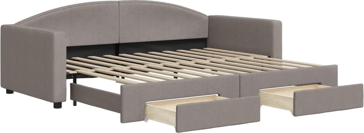 Vidaxl Schlafsofa mit Schubladen, Taupe, 90x200 cm, Stoff