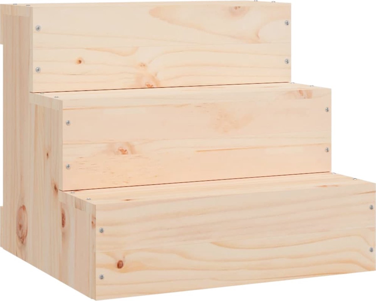 Vidaxl Haustiertreppe, Weiß, 40X37,5X35 Cm, Massives Kiefernholz