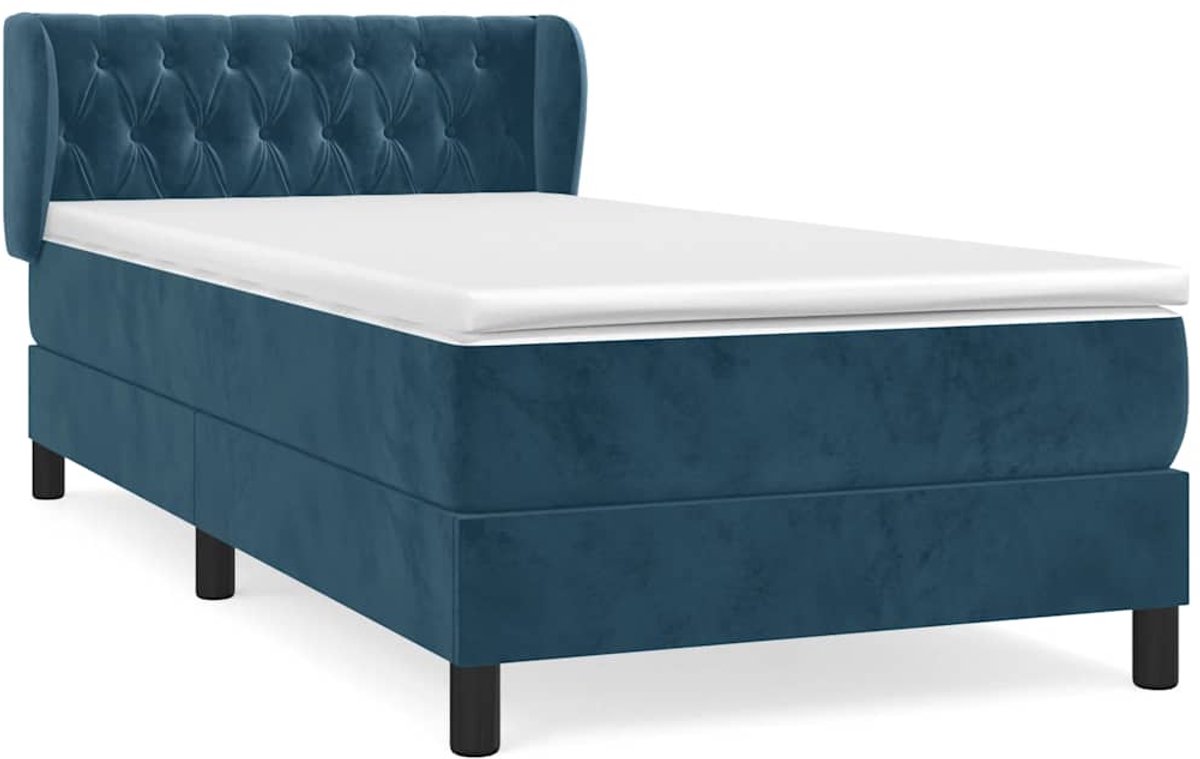 Vidaxl Kontinentalbett Mit Matratze, Blau, Samt, 90X200 Cm
