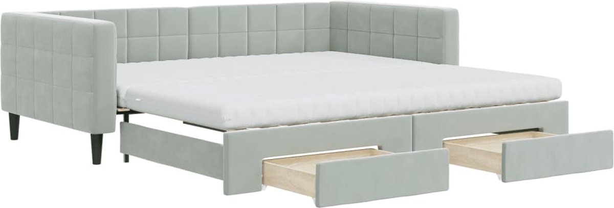 Vidaxl Schlafsofa mit Schubladen, Hellgrau, 100x200 cm, Samt