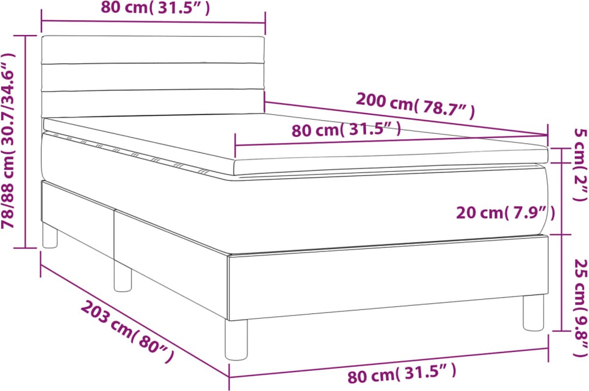 Vidaxl Kontinentalbett Mit Matratze, Hellgrau, Samt, 80X200 Cm