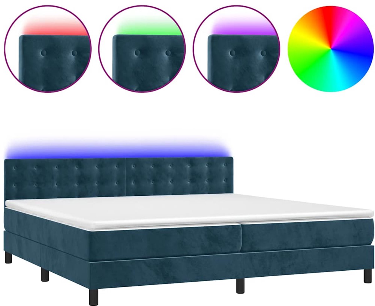 Vidaxl Kontinentalbett, Matratze Und LED, Blauer Samt 200X200Cm