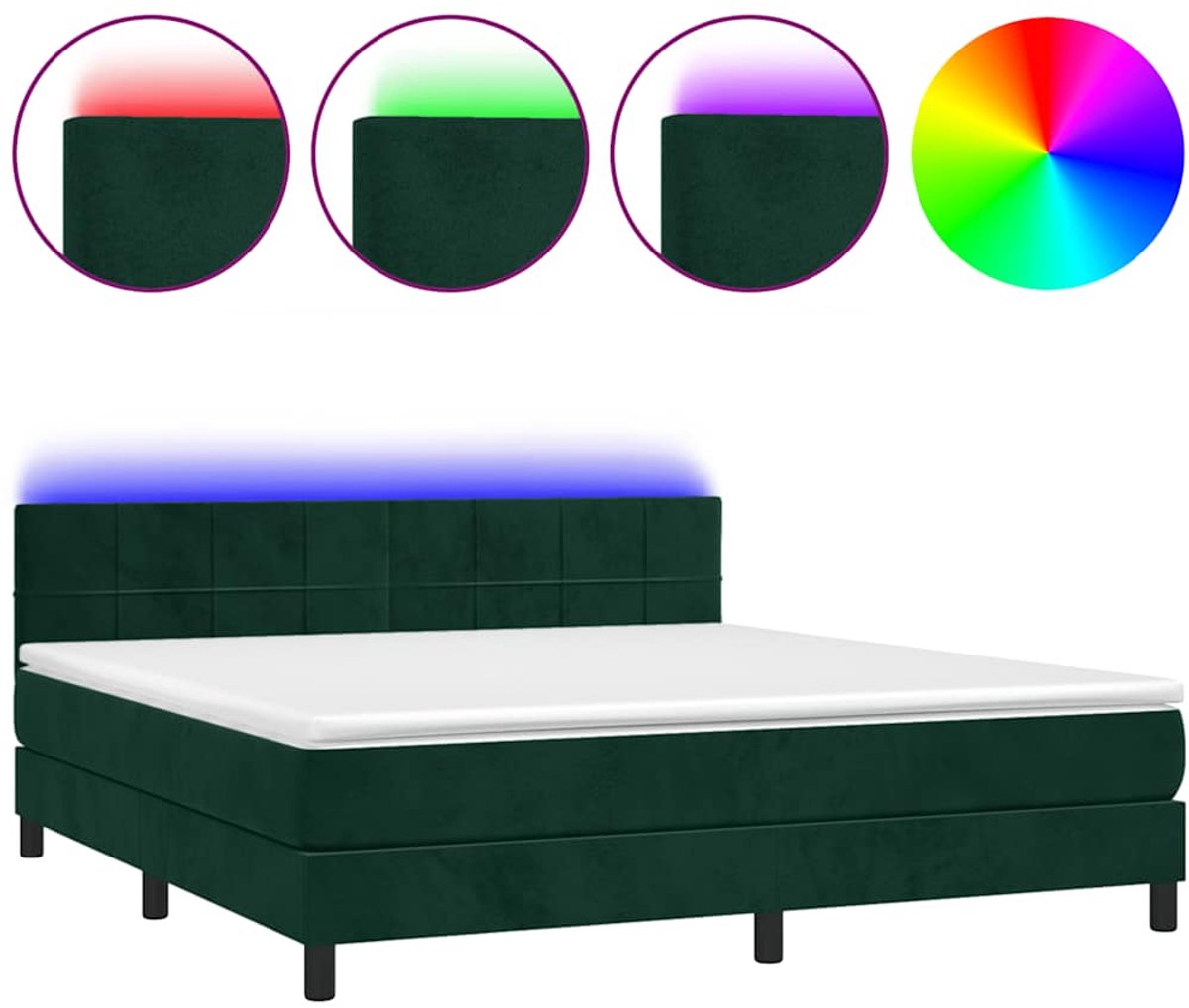 Vidaxl Kontinentalbett Mit Matratze Und LED Grüner Samt 160X200Cm