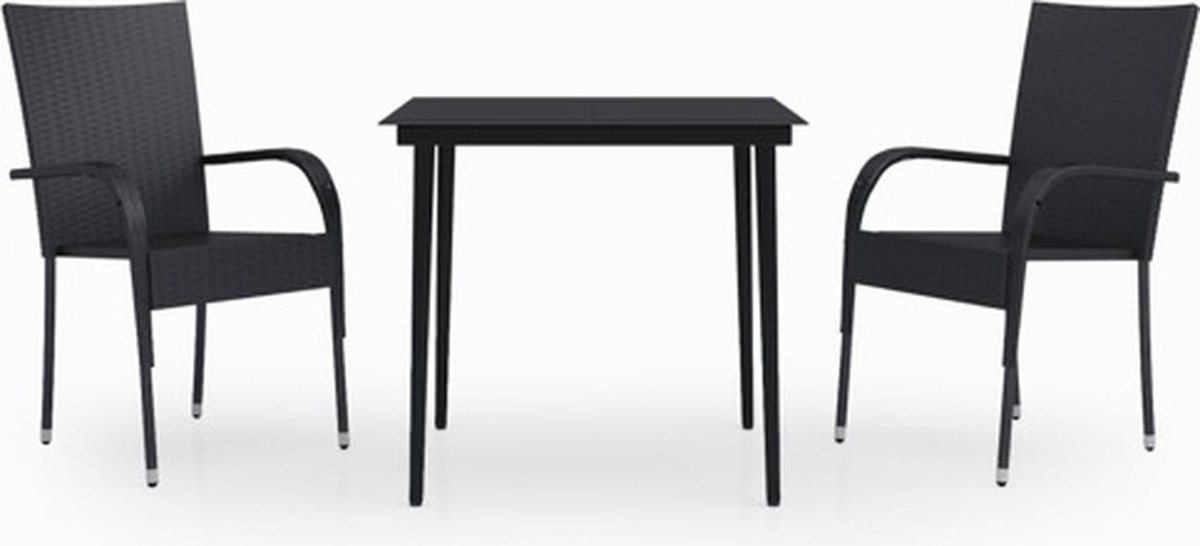 Vidaxl 3-teiliges Gartenmöbel-Set, Schwarz