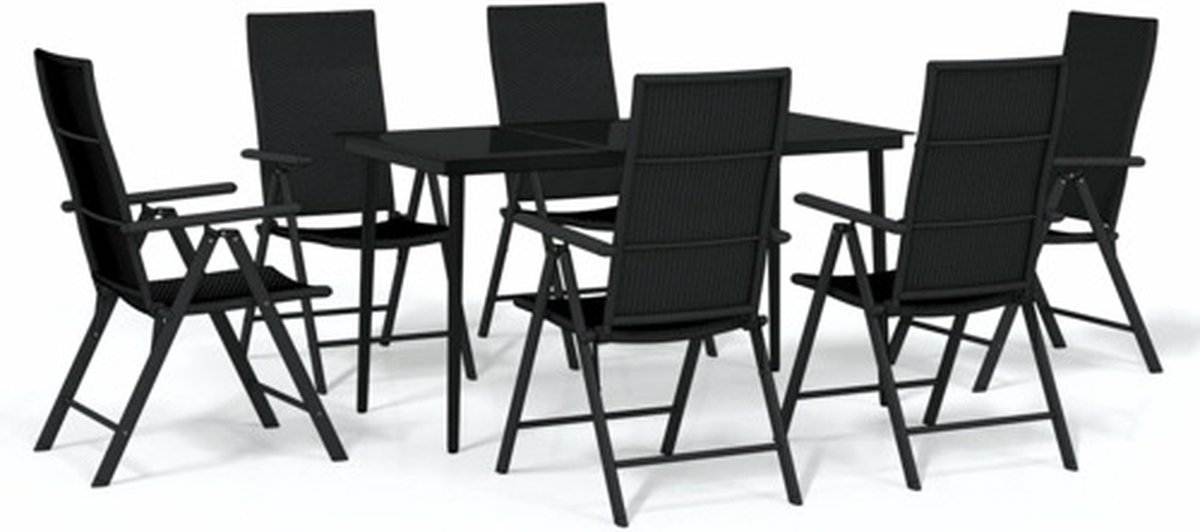 Vidaxl 7-teiliges Gartenmöbel-Set, Schwarz