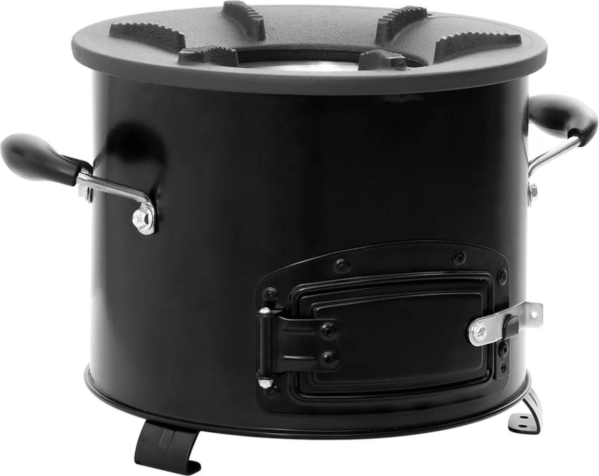 Vidaxl Campingkocher für Holz, Schwarz, 36x26x22,5 cm, Stahl