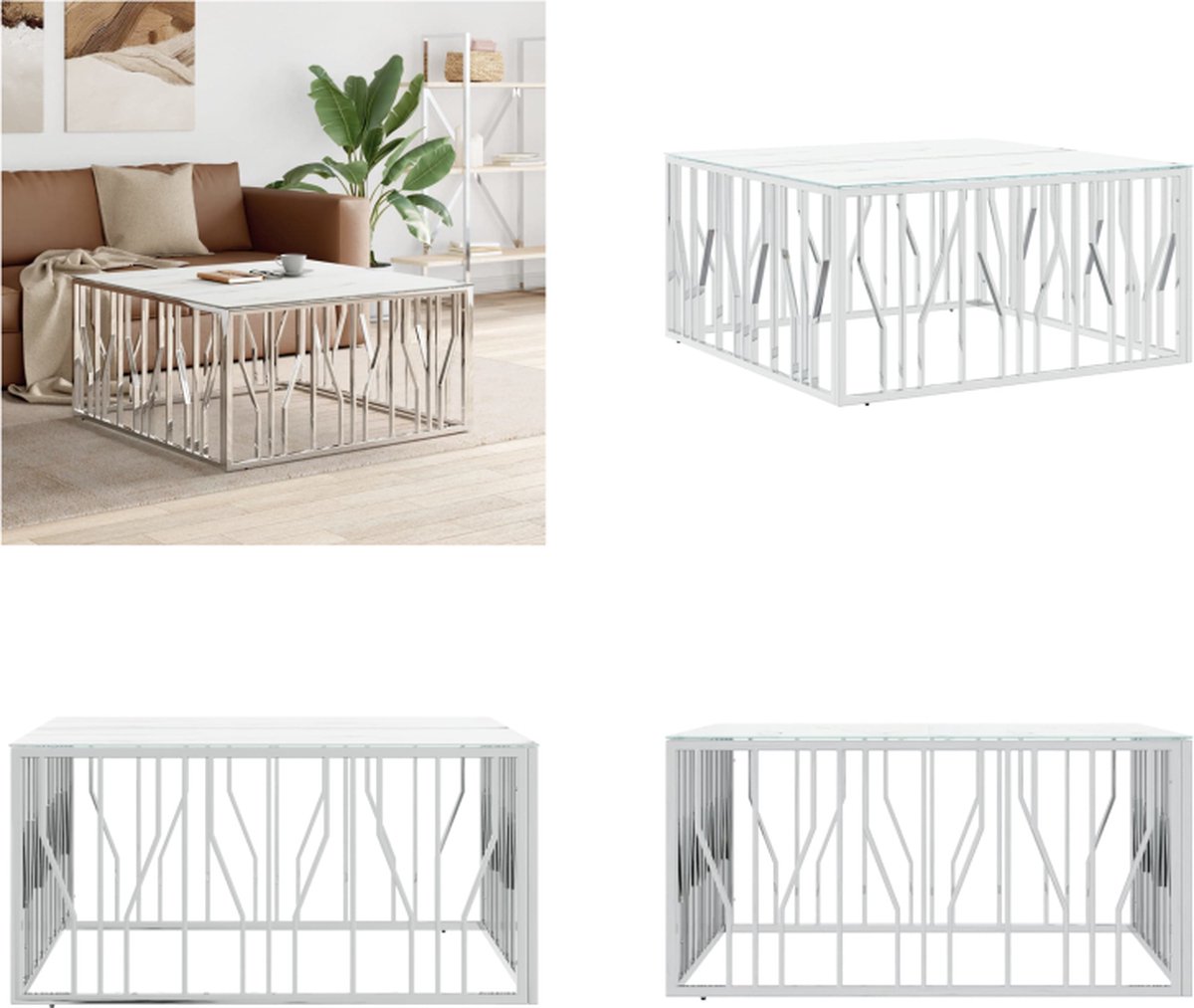 Vidaxl Couchtisch, 100x100x50 cm, Edelstahl und Glas