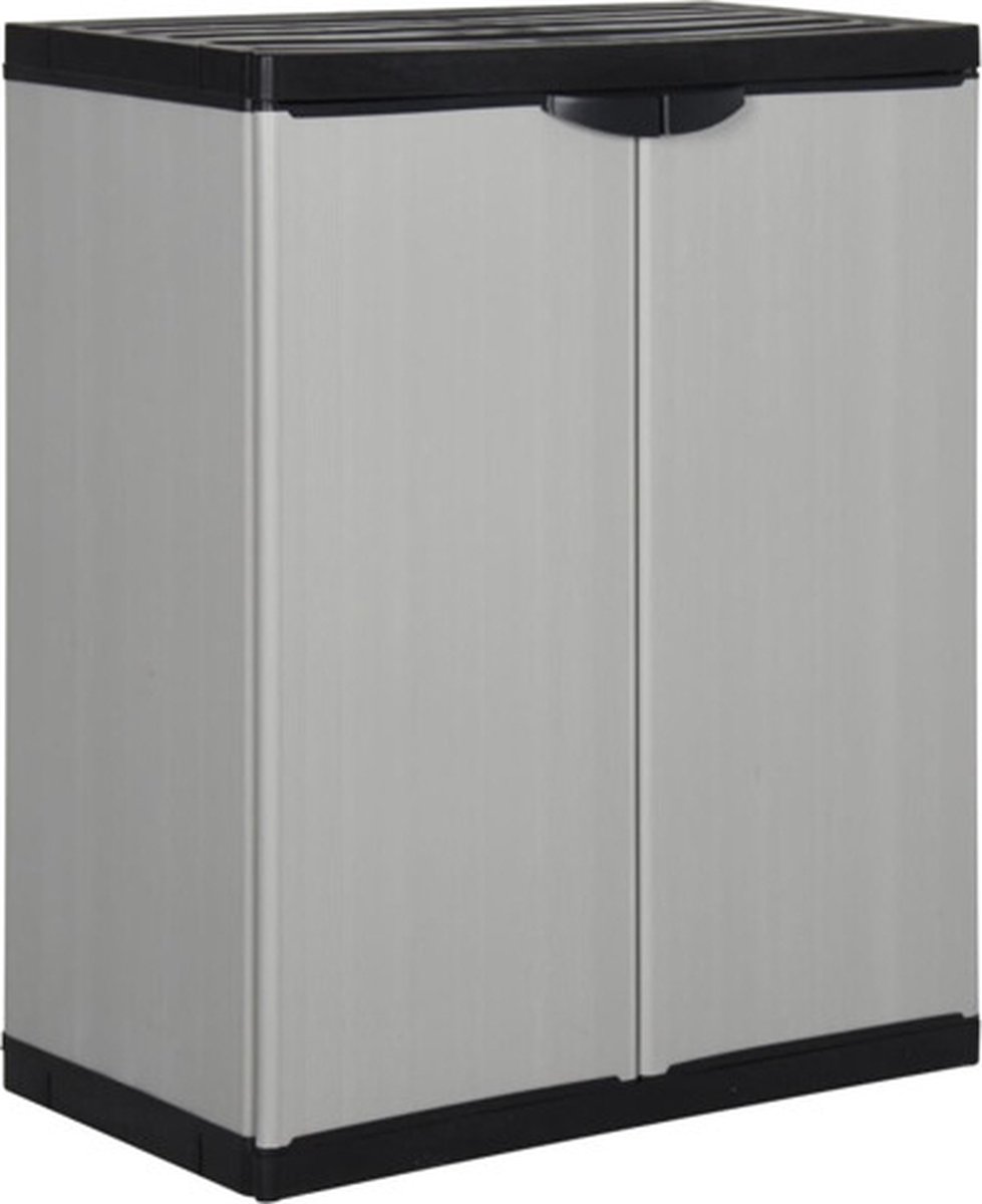Vidaxl Gartenschrank mit 1 Regal, Schwarz-Grau, 68x40x85 cm