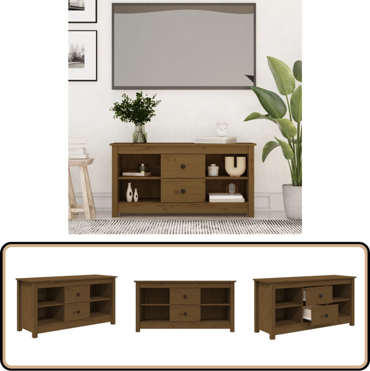 Vidaxl TV-Schrank, Honigbraun, 103X36,5X52 Cm, Kiefernholz