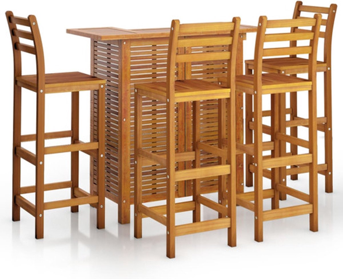 Vidaxl 5-Cz. Garten-Bartisch-Set, Massives Akazienholz