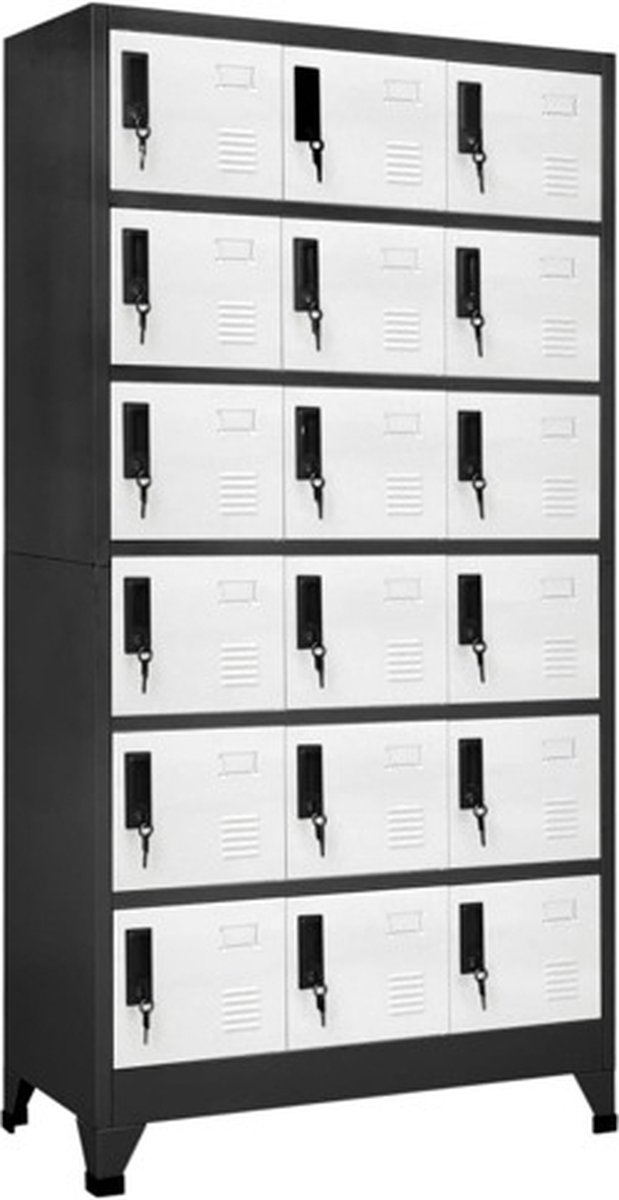 Vidaxl Abschließbarer Schrank, Anthrazit-Weiß, 90x40x180 cm, Stahl