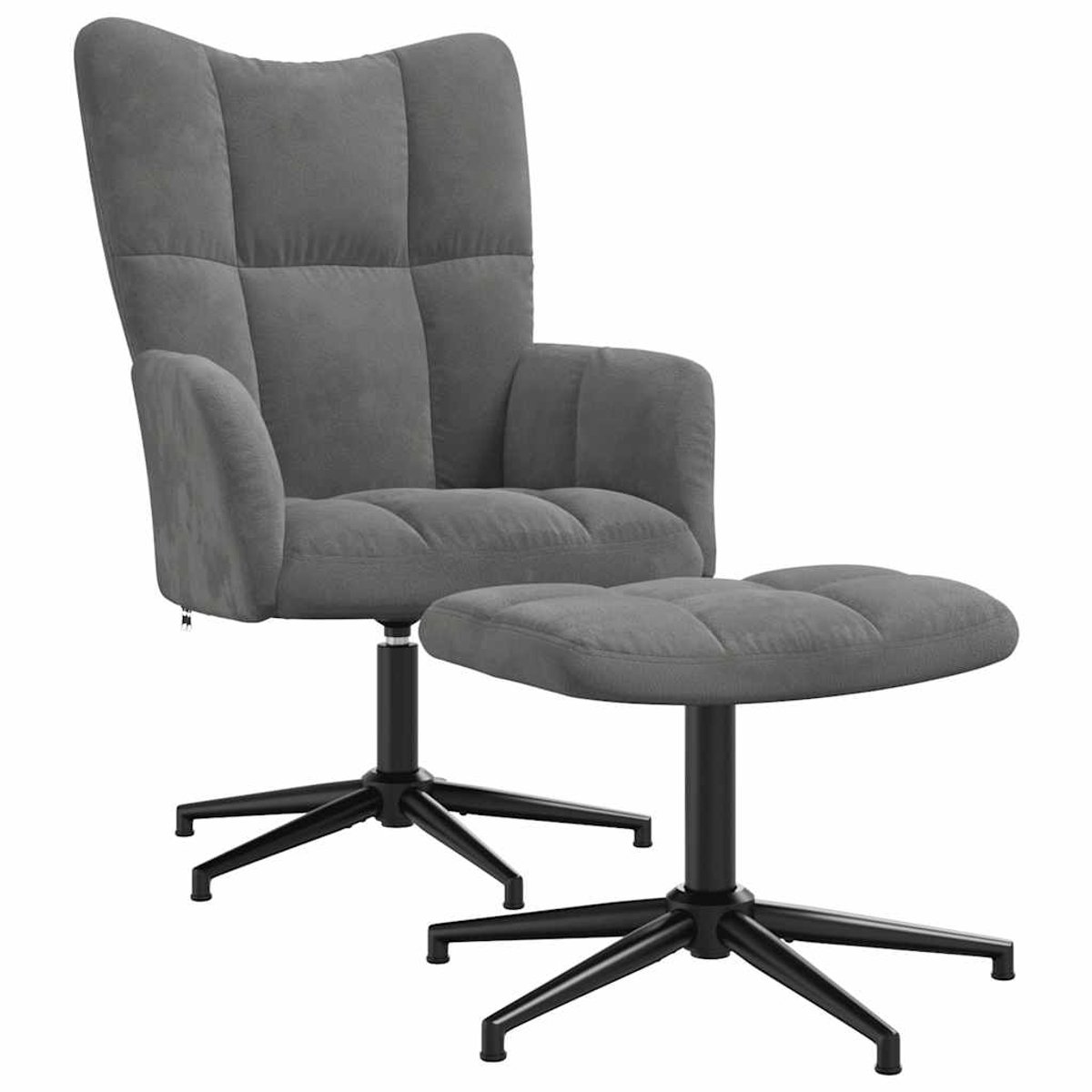 Vidaxl Sessel mit Fußhocker, Dunkelgrau, Mit Samt bezogen