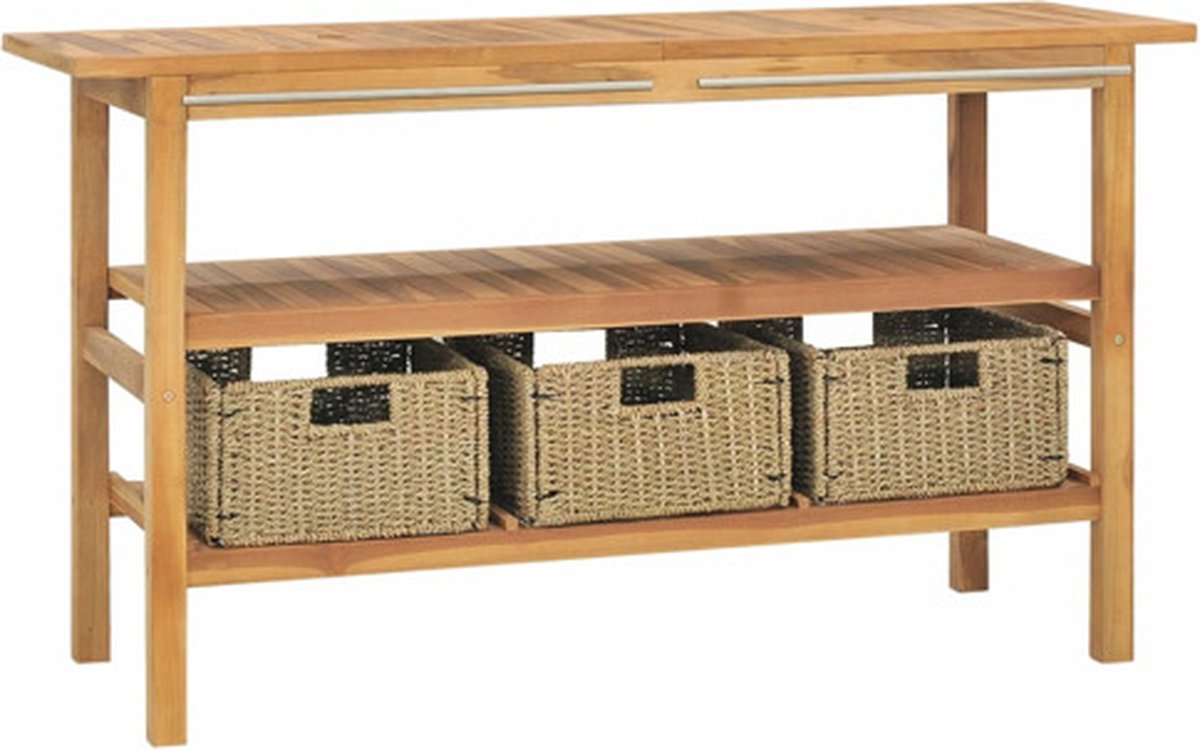 Vidaxl Badezimmerschrank Unterschrank mit 3 Körben, Teak, 132X45X75 cm