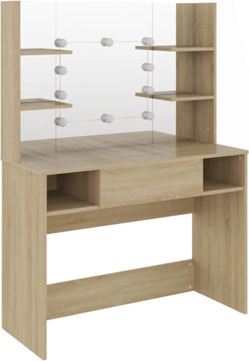 Vidaxl Schminktisch mit LED, 100x40x135 cm, MDF, Eichenfarbe