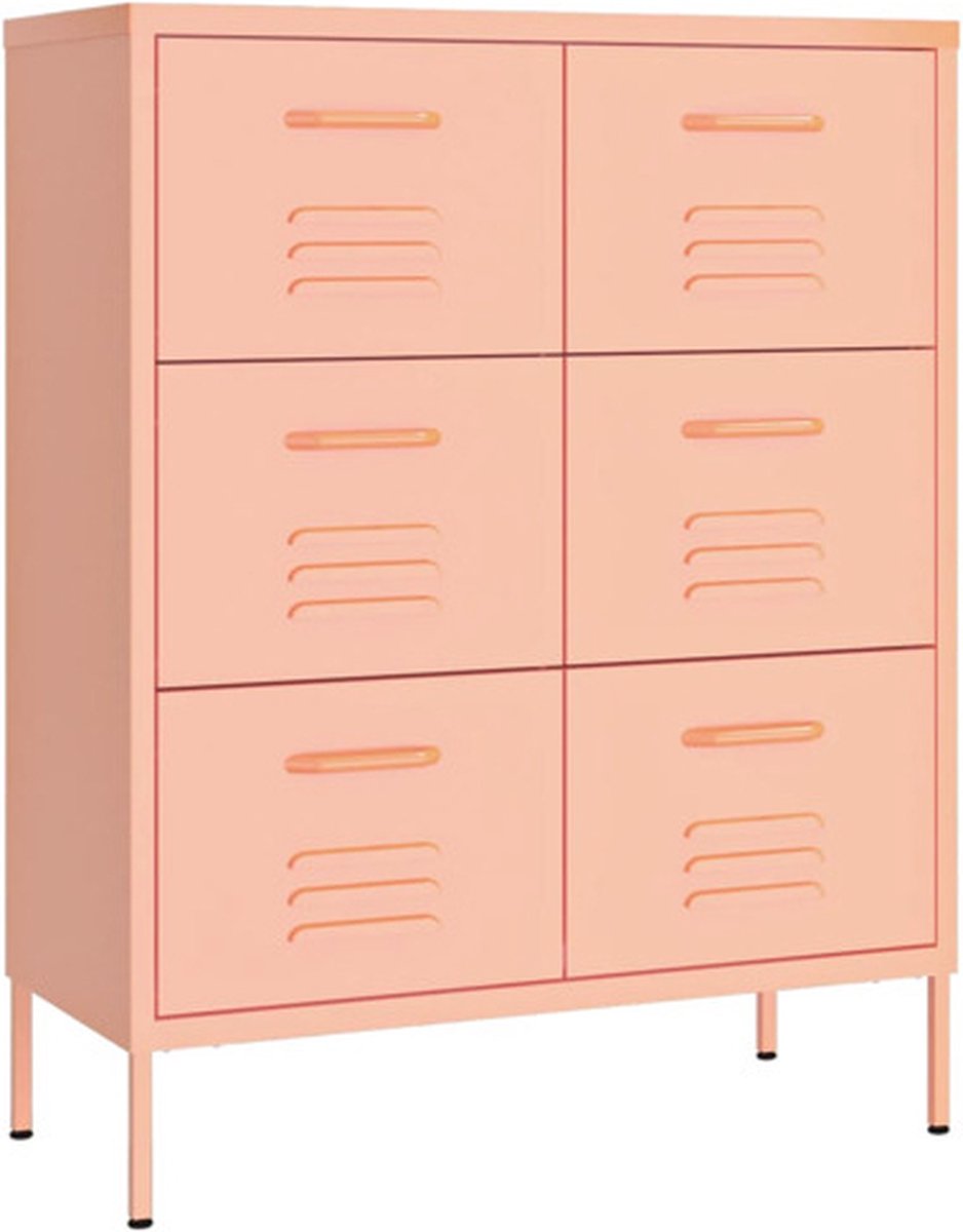 Vidaxl Schrank mit Schubladen, Rosa, 80x35x101,5 cm, Stahl