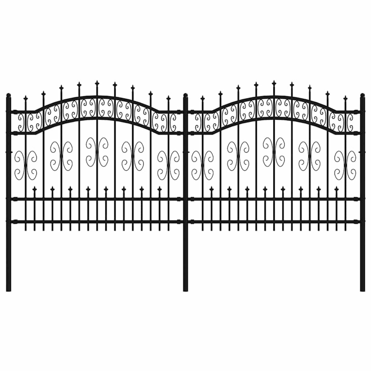 Vidaxl Gitterzaun mit Spitzen, Schwarz, 140 cm, Pulverbeschichteter Stahl