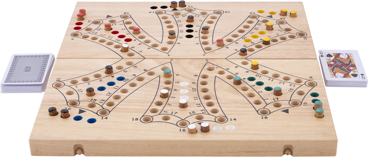 Holz-Brettspiel - ENGELHART - Tock XL - Faltbox - 6 Spieler - Kautschukholz
