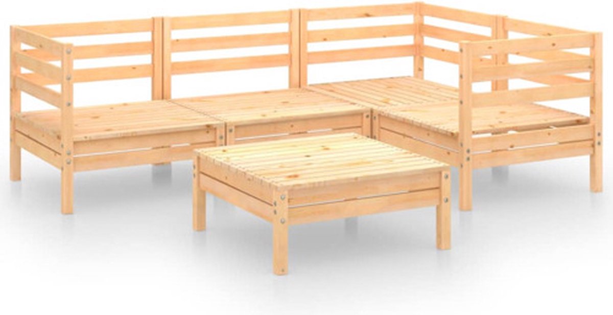 Vidaxl 5-Cz. Garten-Sitzgruppe, Massivholz Kiefer