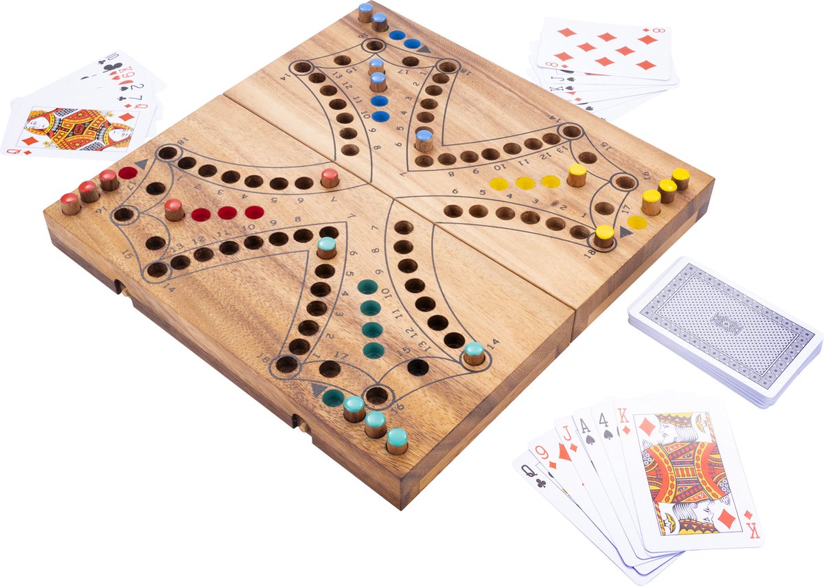 Brettspiel - ENGELHART - Tock - Akazienholz - Ökologisch - 2 bis 4 Spieler reinfarbig