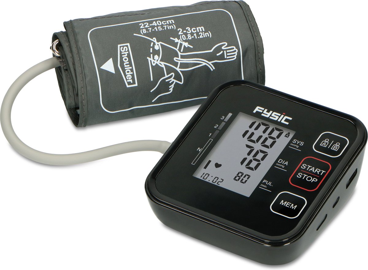 Fysic FB150 - Blutdruckmessgerät, genaue Messung von Blutdruck und Puls, Fysic schwarz