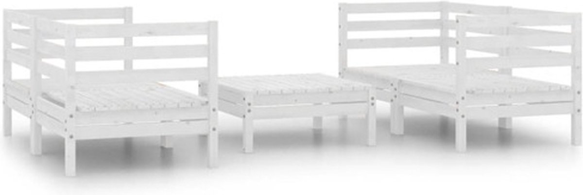 Vidaxl 5-Cz. Garten-Sitzmöbel-Set, Weiß, Kiefer