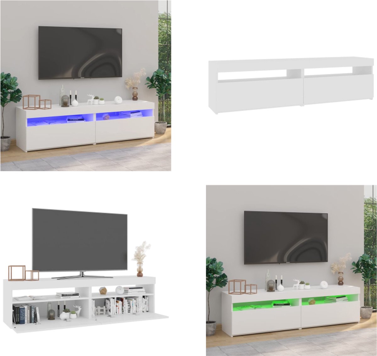 Vidaxl TV-Schränke mit LED-Beleuchtung, 2 Stück, Weiß, 75x35x40 cm