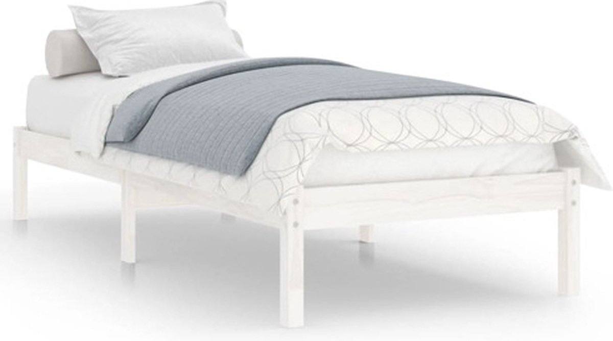 Vidaxl Bettrahmen, Weiß, Massivholz, 90X190 Cm, Einzelbett